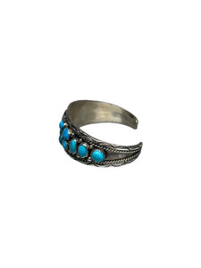 Anita Whitegoat Navajo Old Pawn Sterling Silver & Turquoise Cuff Bracelet