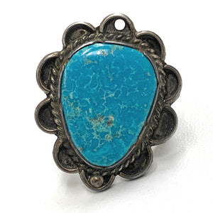 Vintage Navajo Split Shank Sterling Silver & Birdseye Turquoise Ring - Sz. 6.5