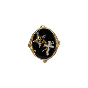 10K Yellow Gold Masonic Enamel Inlay Ring - Sz. 8.5