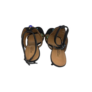 Aquazzura Black Desert Sun 50 Suede Gemstone Embellished Sandals Sz. 36.5