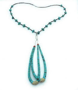 Vintage 1950's Navajo Turquoise, Shell Heishi Bead & Jacla Necklace