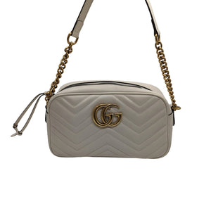 Gucci White Small GG Marmont Shoulder Bag