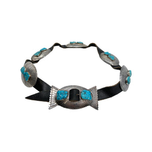 Navajo Sterling Silver Turquoise Concho Belt