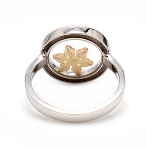 14K White Gold 0.10ctw Diamond Floating Flower Ring - Sz. 7.25