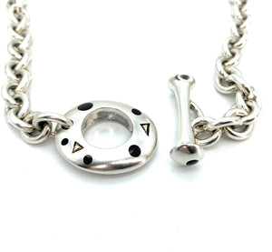 Michael Bondanza 18K 2-Tone Gold & Sterling Silver Inlaid Onyx Toggle Necklace