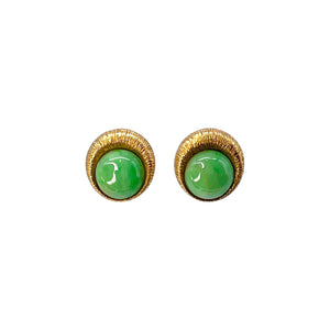 14K Yellow Gold & Nephrite Clip-On Earrings