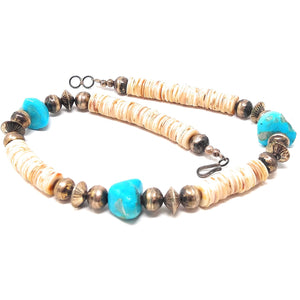 Turquoise Nugget and Shell Heishi Necklace