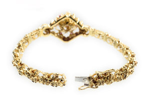 18K Yellow Gold & 1.00ctw Pink Sapphire Diamond Cut Link Bracelet
