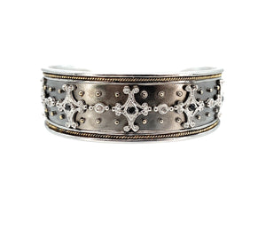 Fred Mak 18K YG, Sterling Silver, & Gemstone Cuff Bracelet & 2 Ring Jewelry Set