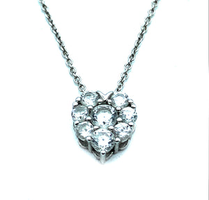 Sterling Silver CZ Heart Pendant with Chain