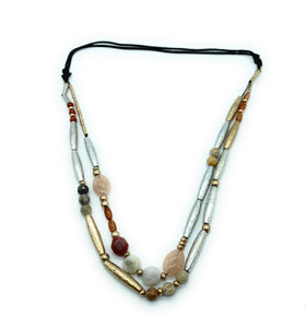 Vintage 1970's Navajo Sterling Silver Dual Strand Multi-Stone Necklace