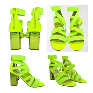 Christian Louboutin Gladipop Block-Heel Neon Sandals 38.5