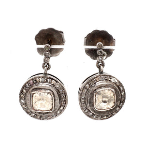 Sterling Silver & 14K Gold 2.00ctw Diamond Slice Drop Earrings