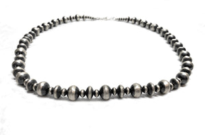 ALFRED JOE Sterling Silver Navajo Pearl Bench Bead Necklace
