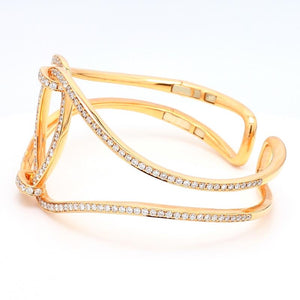 18K Rose Gold 3.45ctw Diamond Hinged Cuff Bracelet