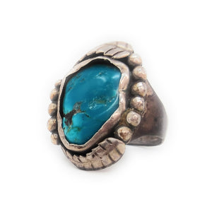 Native American sterling silver Blue gem Turquoise Ring Size 9 14