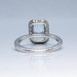 1.44ct Aquamarine & 0.46ctw Diamond 18K White Gold Halo Ring - Sz. 4.75
