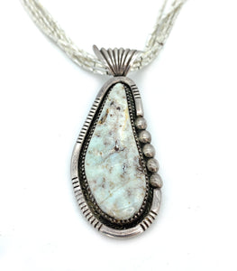 Old Pawn Sterling Silver Liquid Silver & Buffalo Turquoise Pendant Necklace