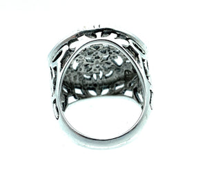 Vintage 1980's Silver Textured Open Filigree Ring - Sz. 6.5