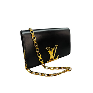 Louis Vuitton Black Calfskin Leather Chain Louise GM Bag