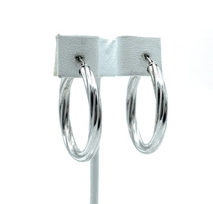 Vintage 1980's Sterling Silver Twisted Hoop Earrings