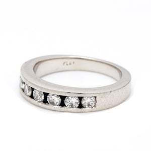 Platinum Diamond & Sapphire Half-Eternity Wedding Ring - Sz. 5.75