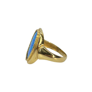 14K Yellow Gold Synthetic Opal Ring - Sz. 7.5