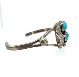 Old Pawn Sterling Silver & Turquoise Split-Shank Cuff Bracelet - Youth