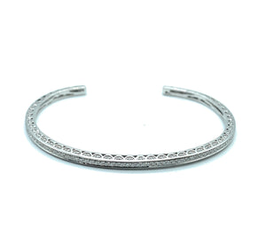 18K White Gold 1.05ctw Diamond Thin Cuff Bracelet - Sz. 6"