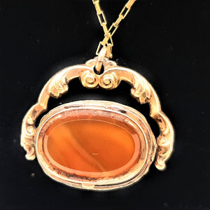 Victorian Amber Agate 10k and 14k Gold 24" Necklace
