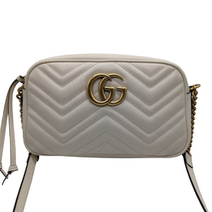 Gucci White Small GG Marmont Shoulder Bag - TheRelux.com