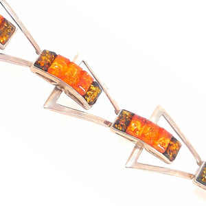 Sterling Silver Multi-Color Rectangular Cut Amber Bracelet