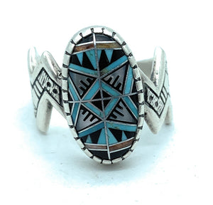 Roderick and Marilyn Tenorio Inlay Sterling Silver Cuff Bracelet & Matching Ring