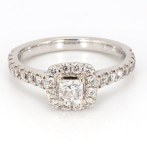 18K White Gold 0.65ctw Diamond Halo Engagement Ring- Sz. 6.5