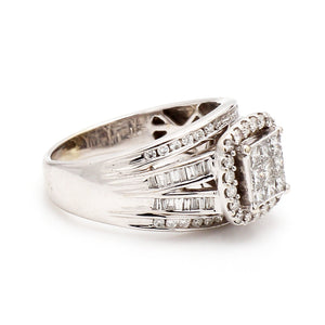 10K White Gold 1.15ctw Multi-Shaped Diamond Engagement Ring - Sz. 8