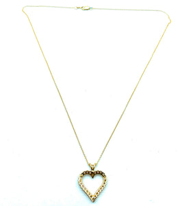14K Yellow Gold & 0.50ctw Diamond Open Heart Pendant Necklace