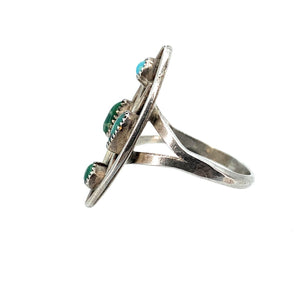 Old Pawn Navajo Sterling Silver & Turquoise Split Shank Ring - Sz. 5.5