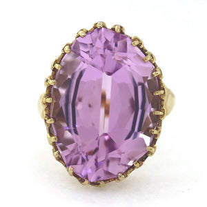 14K Yellow Gold 24.50ctw Faceted Kunzite Cocktail Ring - Sz. 8.5