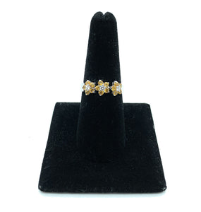 Damiani 18K White Gold Yellow Sapphire & Diamond Flower Ring - Sz. 7.5