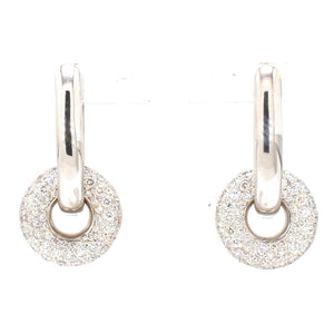 18K White Gold 1.07ctw Pavé Diamond Hinged Dangle Charm Earrings