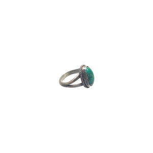 Old Pawn Sterling Silver & Turquoise Split Shank Ring - Sz. 6.25