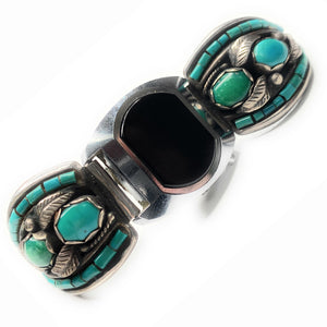 Vintage Navajo Sterling Silver Turquoise Watch Tips