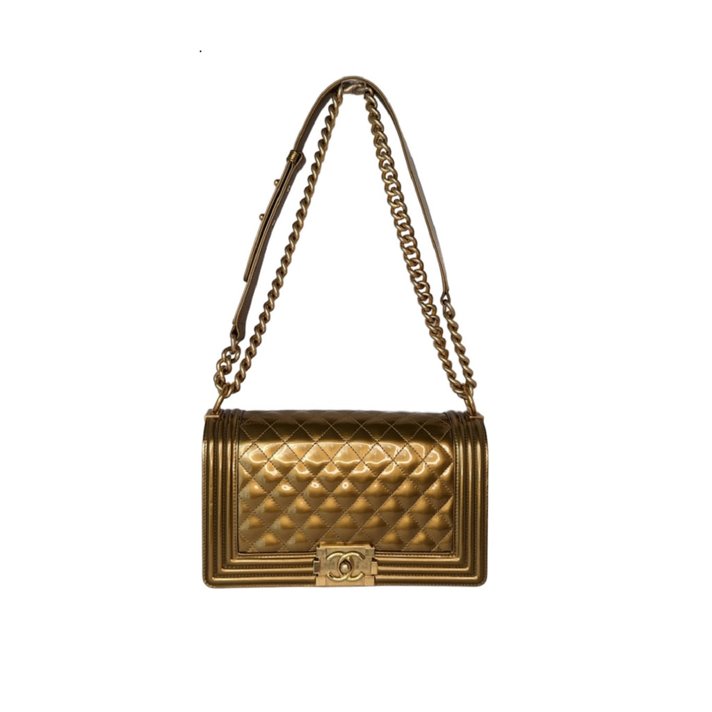Chanel Metallic Calfskin Medium Boy Bag | The ReLux
