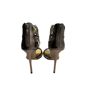 JIMMY CHOO Hanover Vogue 100 Black and Gold Heels - Sz. 36