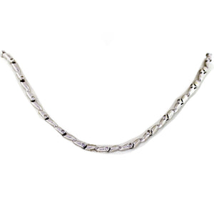 14K White Gold .50ctw Diamond Bar Link Chain Necklace
