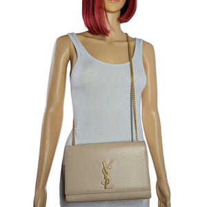 YVES SAINT LAURENT Kate Medium Leather Crossbody Bag Beige-US