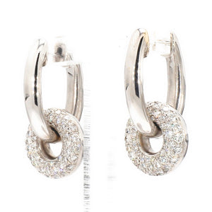 18K White Gold 1.07ctw Pavé Diamond Hinged Dangle Charm Earrings