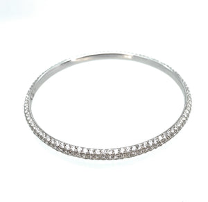 18K White Gold 9.63ctw Diamond Eternity Bangle Bracelet