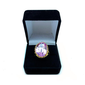 14K Yellow Gold 24.50ctw Faceted Kunzite Cocktail Ring - Sz. 8.5