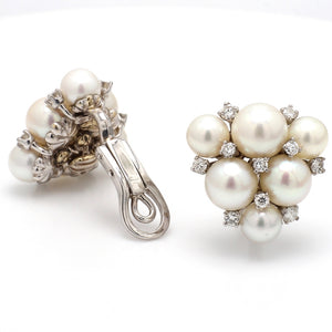 GORGEOUS White Pearl & Diamond 18K White Gold Earrings